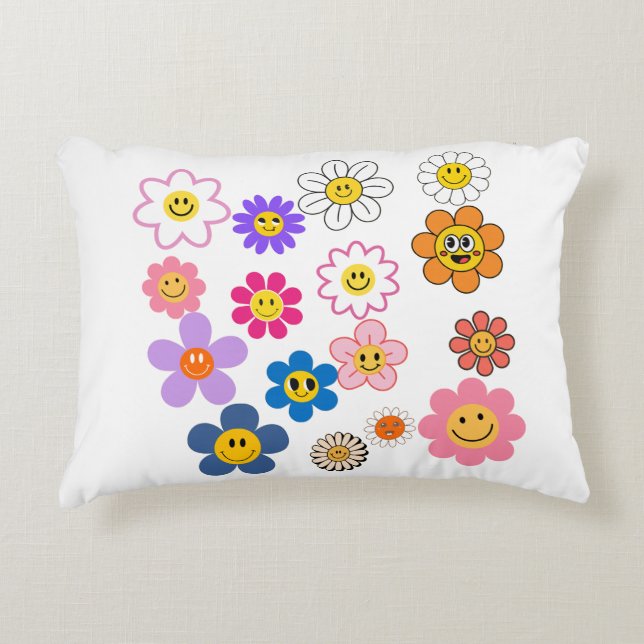 Cojín Decorativo Flores sonrientes (Anverso)