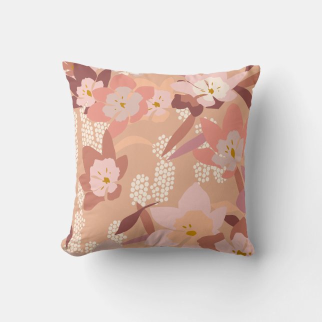 Cojín Decorativo Flores suaves - Peach (Anverso)