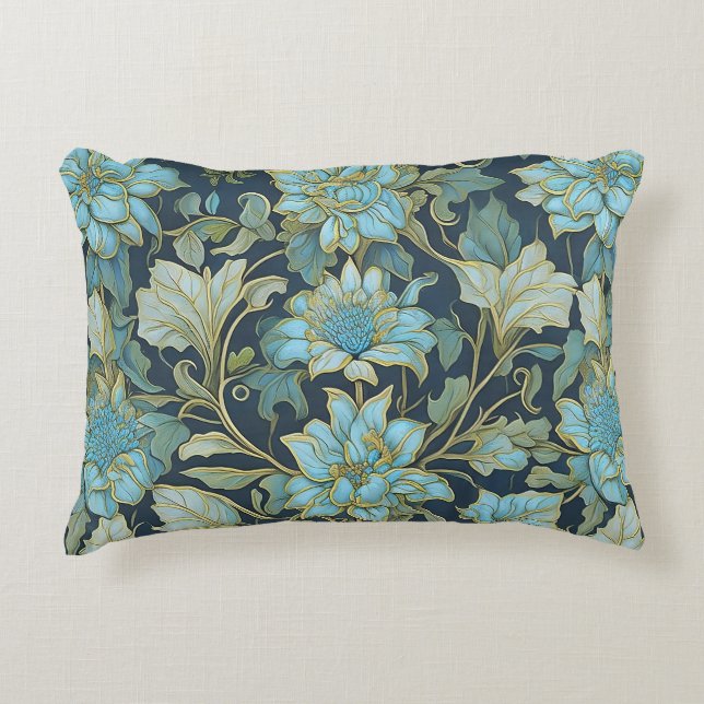 Cojín Decorativo Flores Teal de William Morris (Anverso)