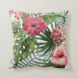 Cojín Decorativo Flores tropicales acuarela moderna floral fina