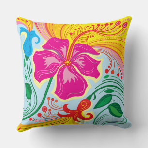Cojín Decorativo Flores Tropicales Azotadas por el Viento