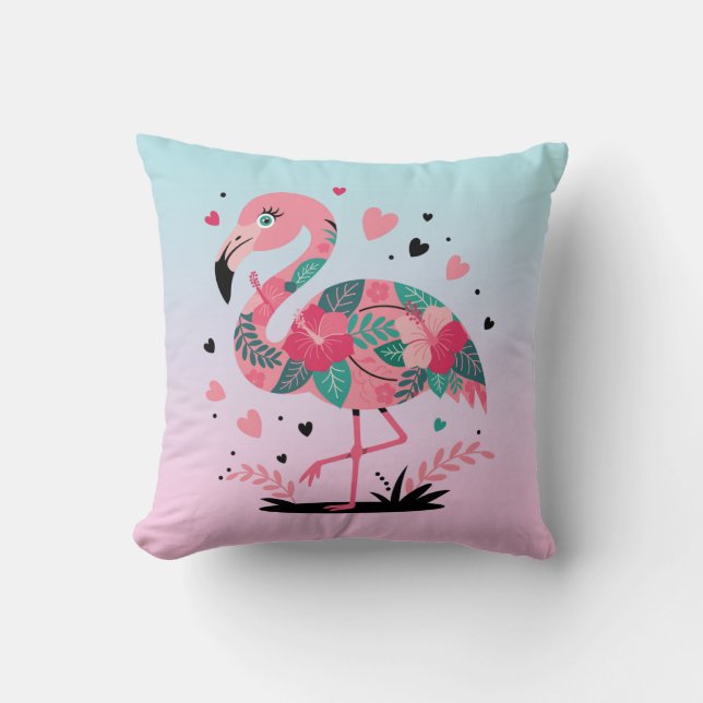 Cojín Decorativo Flores tropicales Flamingo (Anverso)