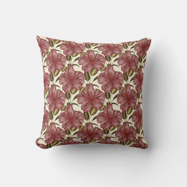 Cojín Decorativo Flores tropicales sin costura | flores rojas (Anverso)