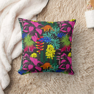 Cojín Decorativo Flores tropicales y hojas modelo pangolin