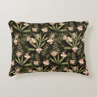 Flores tropicales y verde negro