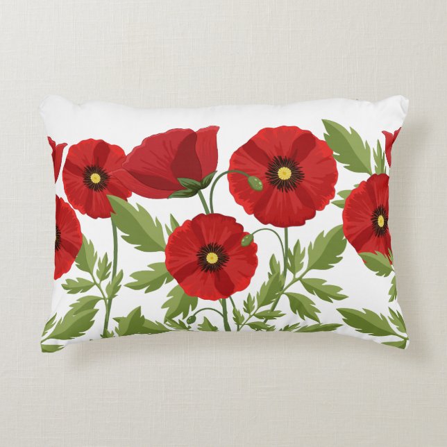 Cojín Decorativo Flores veraniegas alegres con adormidera (Anverso)