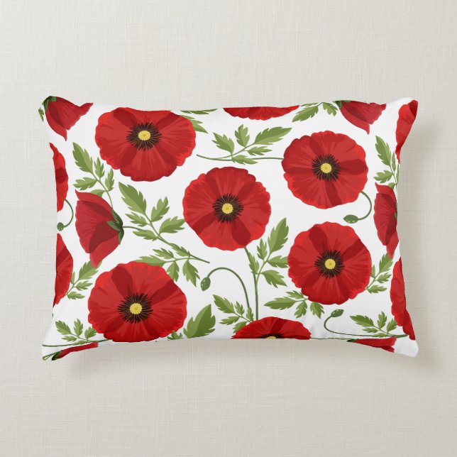 Cojín Decorativo Flores veraniegas alegres con adormidera (Anverso)