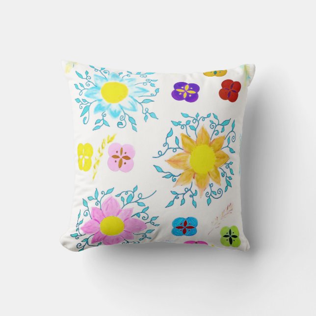 Cojín Decorativo Flores Vibrantes (Anverso)