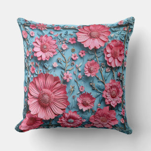Cojín Decorativo Flores Vibrantes en Diseño Intrincado