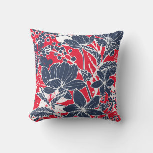 Cojín Decorativo Flores Vintage dibujadas a mano, patrón elegante.