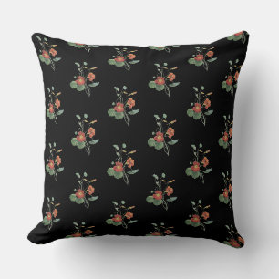 Cojín Decorativo Flores Vintage Verde Naranja Amarillo Nastaturium
