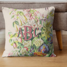 Flores vírgenes botánicas monogramo rosadas y verd