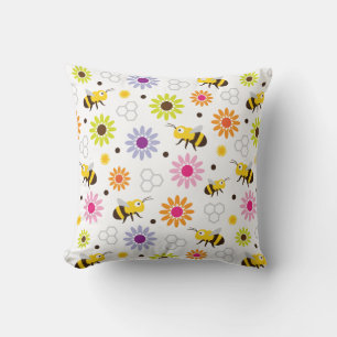 Cojín Decorativo Flores y abejas