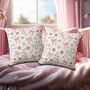 Cojín Decorativo Flores y arcos rosados de adormidera