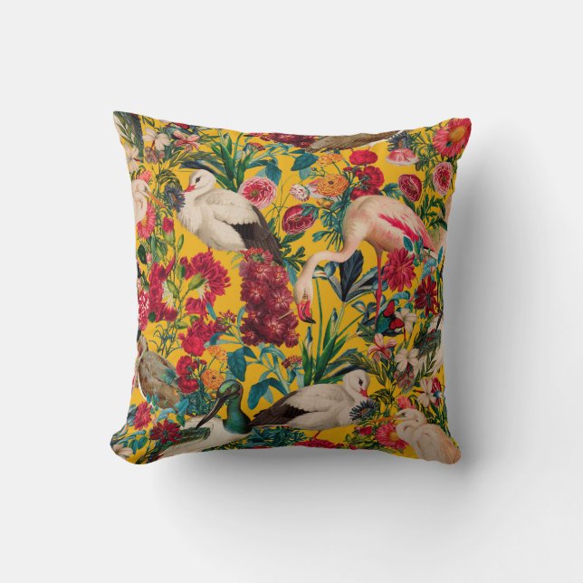 COJÍN DECORATIVO FLORES Y AVES XVIII (Anverso)