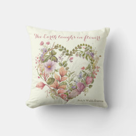 Cojín Decorativo Flores y botánicos acuarelas en el corazón