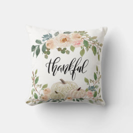 Cojín Decorativo Flores y calabazas rosadas de marfil elegantes y a