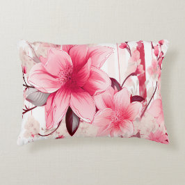 Cojín Decorativo Flores y capullos rosados de primavera sonrojados