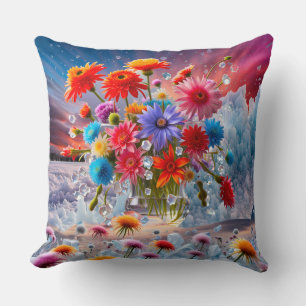 Cojín Decorativo Flores y cristales de hielo