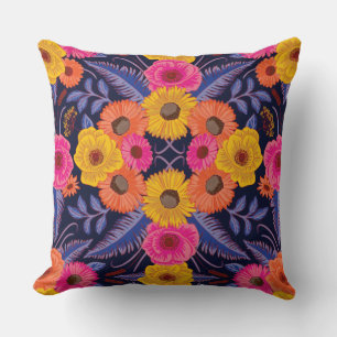 Cojín Decorativo Flores y helechos vibrantes