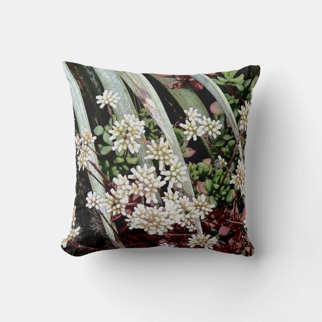 Cojín Decorativo Flores y hojas blancas (Anverso)