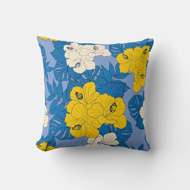 Cojín Decorativo Flores y hojas de Hibiscus (Anverso)
