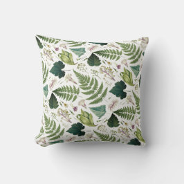 Cojín Decorativo Flores y hojas de primavera verdes elegantes y mod