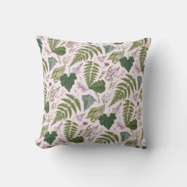 Cojín Decorativo Flores y hojas de primavera verdes elegantes y mod