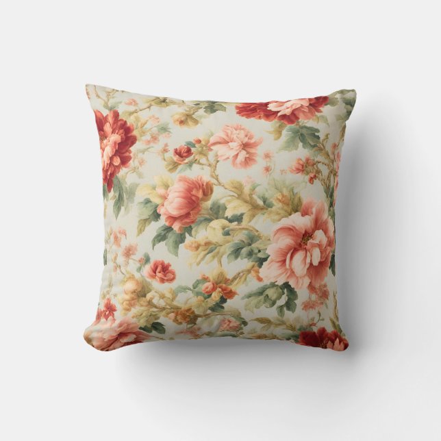 Cojín Decorativo Flores y hojas deliciosas, pintura solar (Anverso)