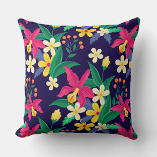 Cojín Decorativo Flores Y Hojas Exóticas Coloridas Patrón-55667