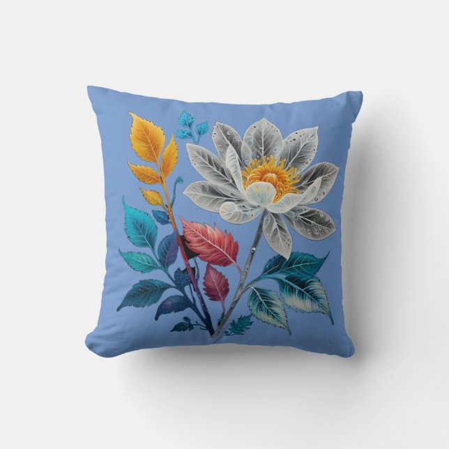 Cojín Decorativo flores y hojas hermosas (Anverso)