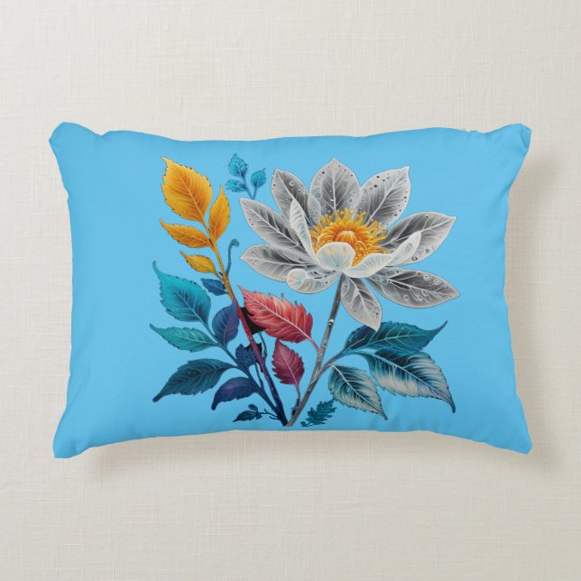 Cojín Decorativo flores y hojas hermosas (Anverso)
