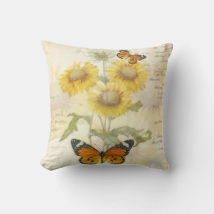 Cojín Decorativo Flores y mariposa