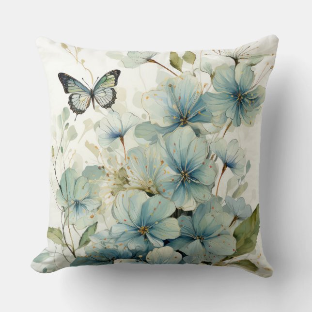 Cojín Decorativo Flores y mariposa (Anverso)