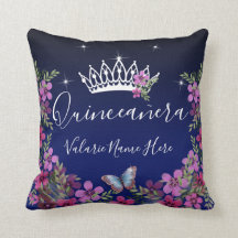 Flores y mariposa Quinceanera Azul