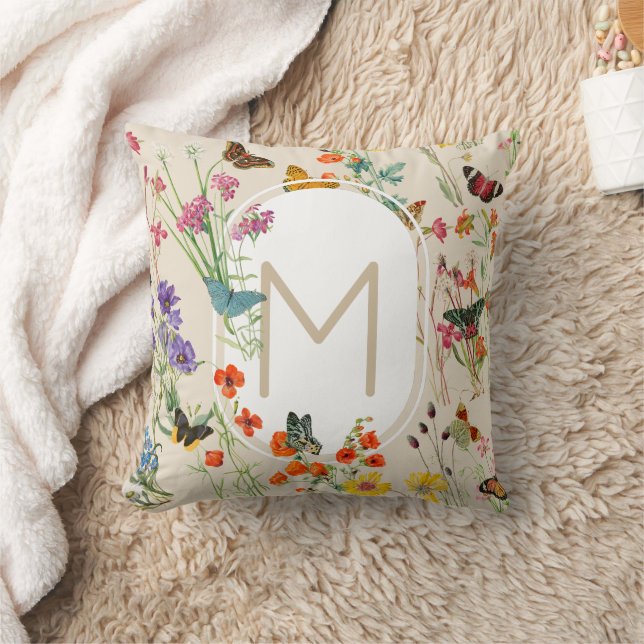 Cojín Decorativo Flores y mariposas acuáticas Jardín floral (Manta)