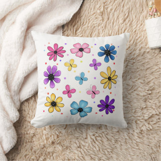 Cojín Decorativo Flores y mariposas claras y coloridas