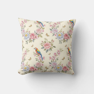 Cojín Decorativo Flores y pájaros paraísos de Natasha Us