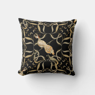Cojín Decorativo Flores y pájaros: Vintage estilo Nouveau