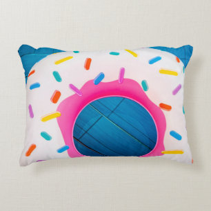 Cojín Decorativo Flotador de rosquilla amarillo y rosa