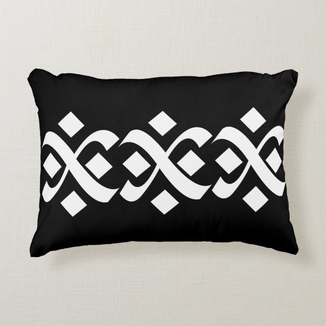 Cojín Decorativo Flourish Elegant Blanco y Negro (Anverso)