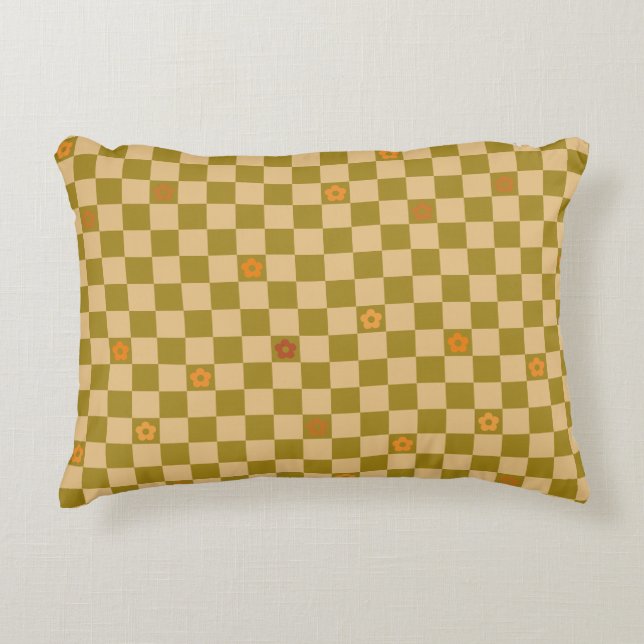 Cojín Decorativo Flowe Checkered Pattern - No. 02 (Anverso)