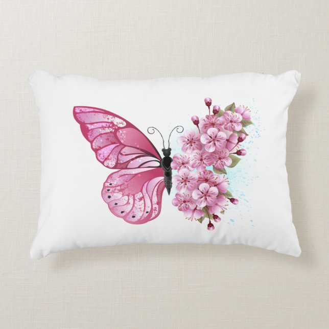 Cojín Decorativo Flower Butterfly with Pink Sakura (Anverso)