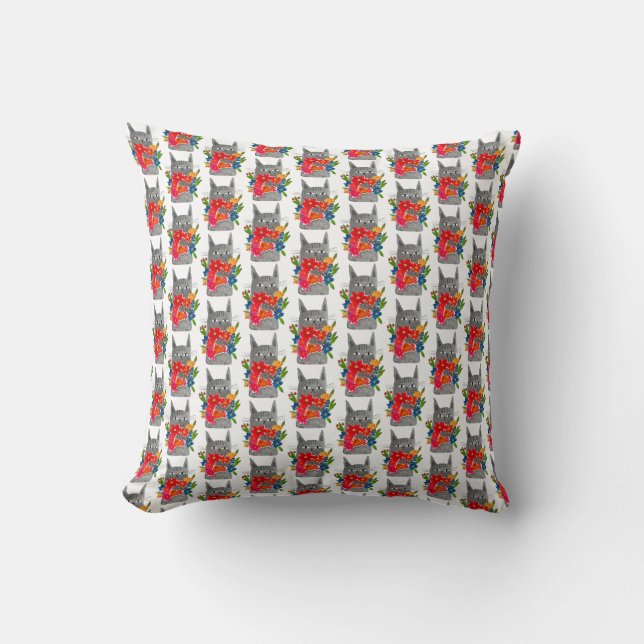 Cojín Decorativo Flower cat (Anverso)