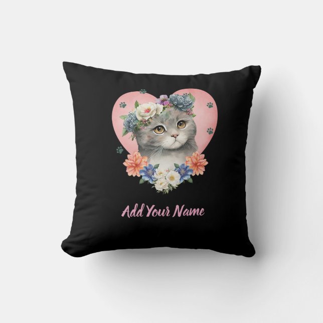 Cojín Decorativo Flower Cat Tshirt (Anverso)