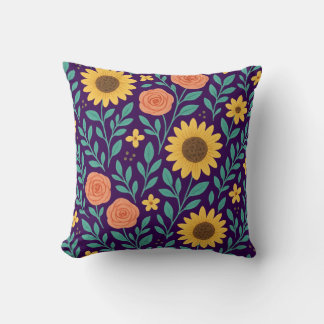 Cojín Decorativo Flower pattern with dark purple background