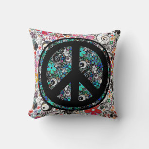 Cojín Decorativo Flower Power Peace signo II + tu trasero. e ideas