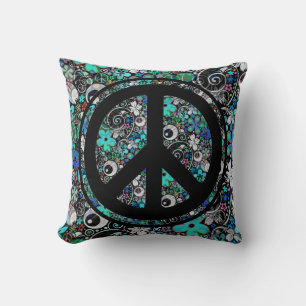 Cojín Decorativo Flower Power Peace signo II + tu trasero. e ideas