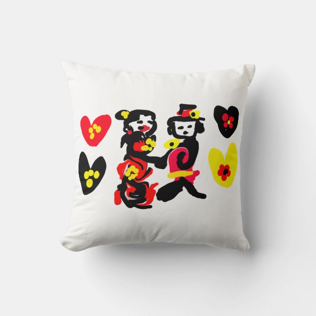 Cojín Decorativo Flowers and black and red Valentine day (Anverso)