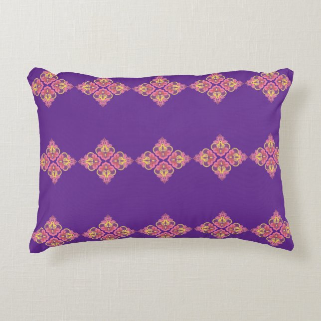 Cojín Decorativo Flowers on Purple Accent Pillow (Anverso)